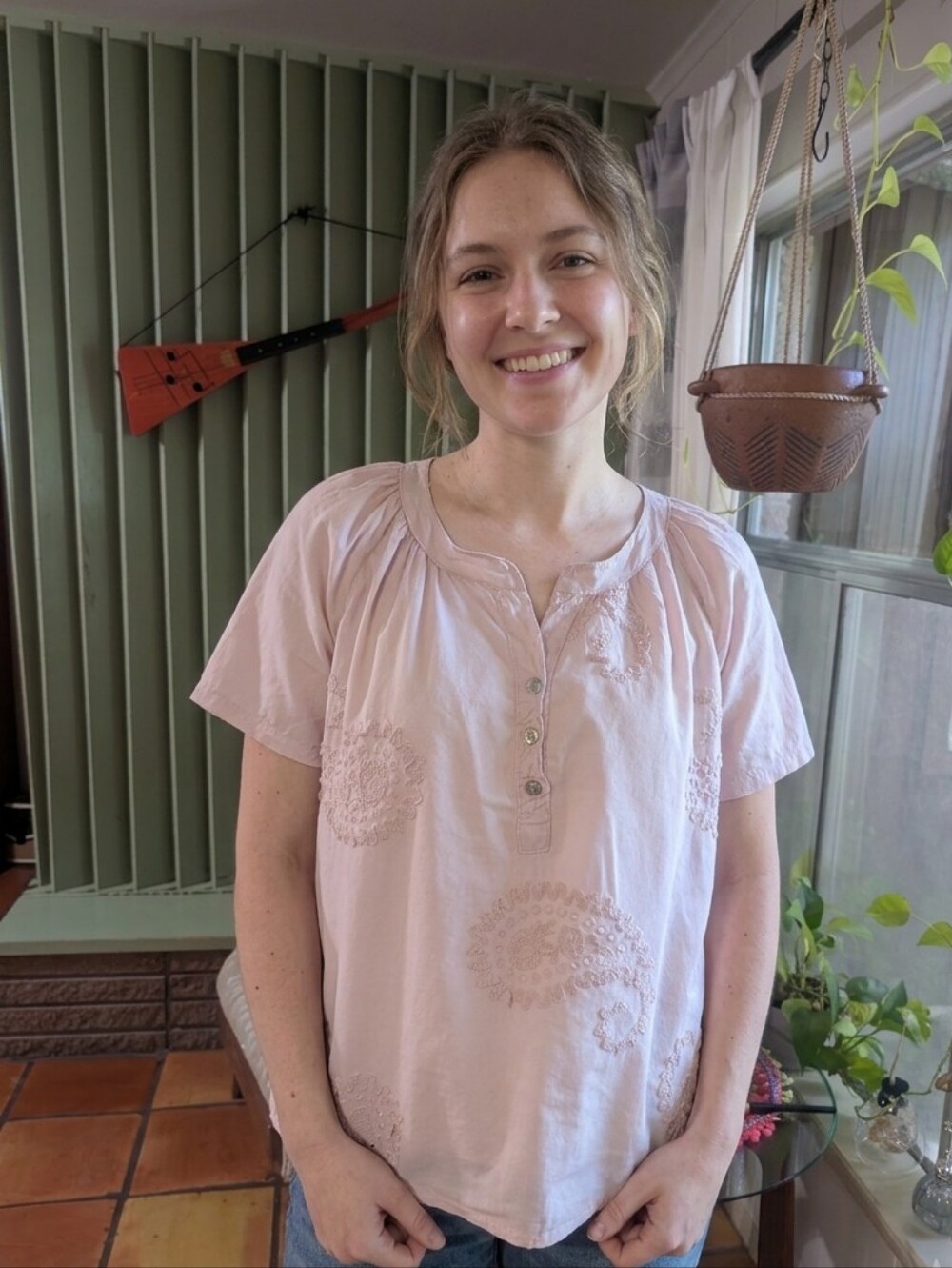 Made In Italy Pink Cotton Top.